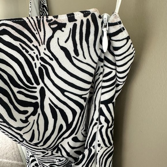 Club Monaco Zebra Print One Shoulder Wrap Dress - Picture 5 of 5